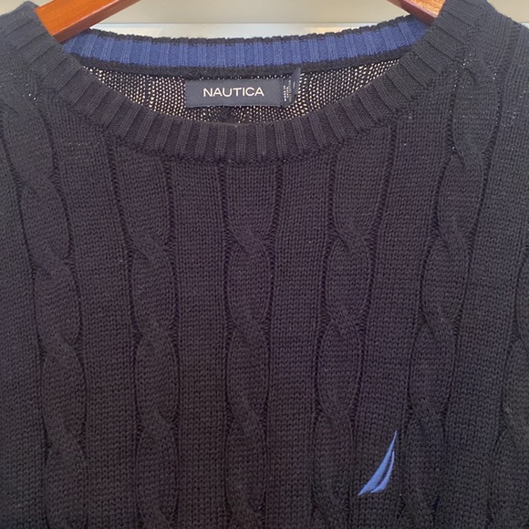 Nautica - Navy Cable Knit Crew Neck Sweater (M) - Picture 3 of 3